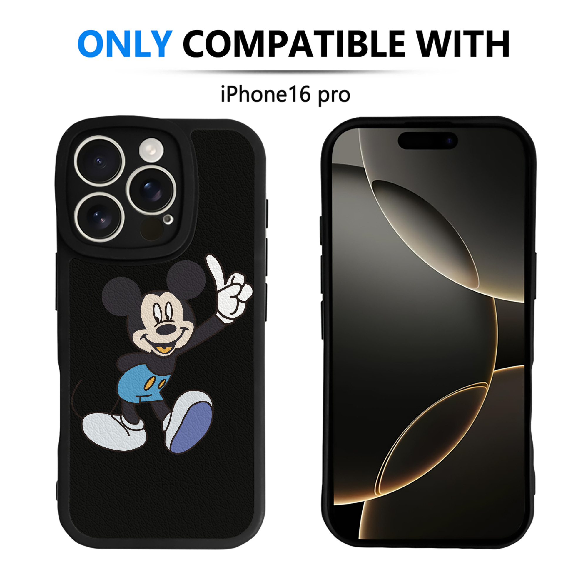 （画像用） ミッキーマウス Mickey Mouse 【iPhone 16シリーズ対応】シリコンスマホケース（レザー調） 材質：シリコン
